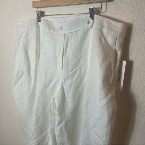 Calvin Klein Linen Blend Pants Trousers - White size 20 NWT Vacation Beach - Picture 2 of 7